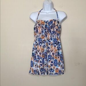 Garnet Hill Muilticolor Ikat Print Swim Dress 6 Overlay Bathing Suit